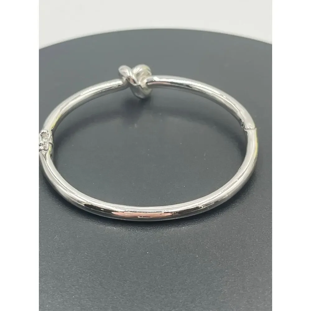Kate Spade Sailor's Knot Love‎ Knot Polished Silver Tone Hinged Bangle Bracelet - Picture 5 of 9